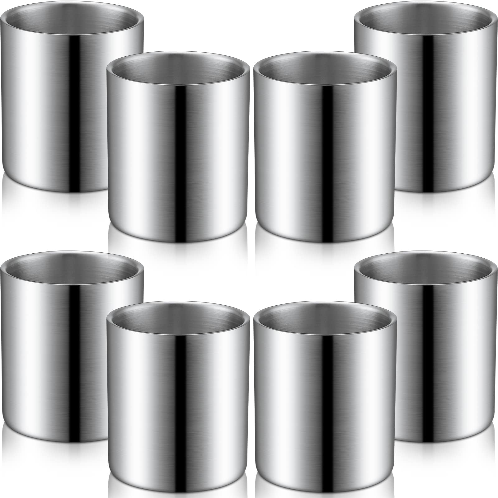 Zopeal 8 Pieces Stainless Steel Whiskey Glass Bulk 6.8 oz Insulated Metal Cups Double Wall Tumbler Whiskey Gifts for Men Husband Father Lover