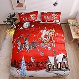 Youareking® Merry Christmas 3 Pieces Duvet Covers Set with 2 Shams, Santa Claus Pattern Bedding Cover Set,Full