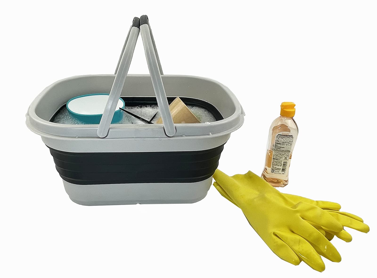 SAMMART 13L Faltbarer Korb mit Griff – Tragbarer Picknickkorb/Krater für den Außenbereich – Faltbare Einkaufstasche – Platzsparender Aufbewahrungsbehälter (Grey/Slate Grey (Set of 2))