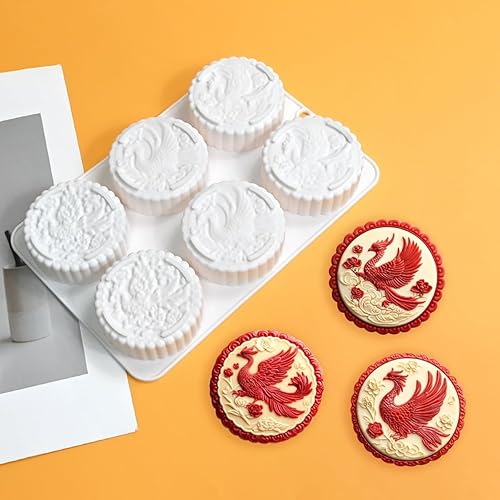 Molde de silicona para mousse redondo de fénix flexible para fondant para postres, chocolate, decoración de pasteles, fabricación de dulces, molde
