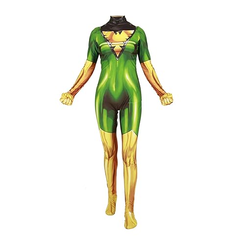 Xyjrnjvh Superhero Cosplay Costume for Womens Halloween Full Set Bodysuits Zentai 3D Style Jumpsuit - Adult-S - Green
