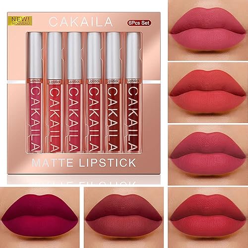 Juego de 6 lápices labiales líquidos mate para mujeres, 24 horas originales mate larga duración 24 horas rojo profundo original 24 horas lápiz