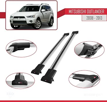 Mitsubishi Outlander 2008-2013 Arası ile uyumlu FLY Model Ara Atkı Tavan Barı GRİ