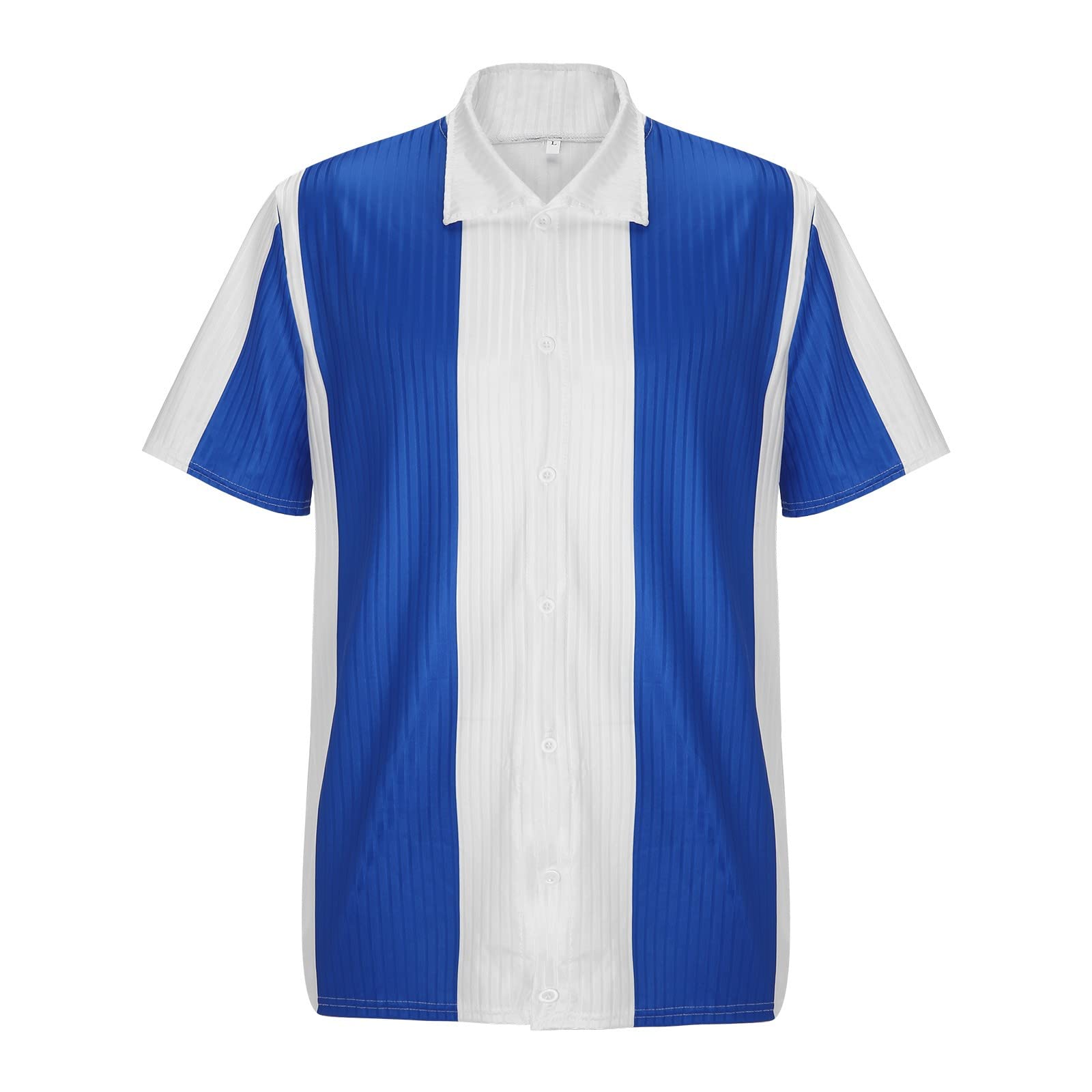 GDJGTAShort Buttoned Sleeve Mixed Top Striped Lapel Color Casual Blouse Men's Men's Blouse Male T Shirt