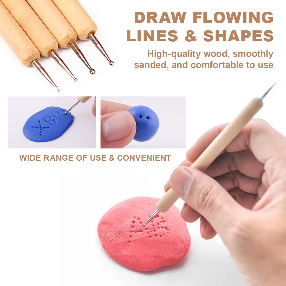 WeddHuis 5 Pezzi Penne per Embossing Dotting Tool Strumenti per Ceramica Clay Tools Stylus per Incisione e Scultura per Carta da Trasferimento Mandala Pittura su Pietra Artigianato in Argilla