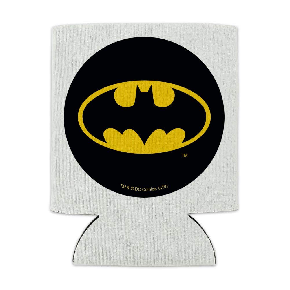 Batman Classic Bat Shield Logo Can Cooler - Drink Sleeve Hugger Collapsible Insulator - Beverage Insulated Holder