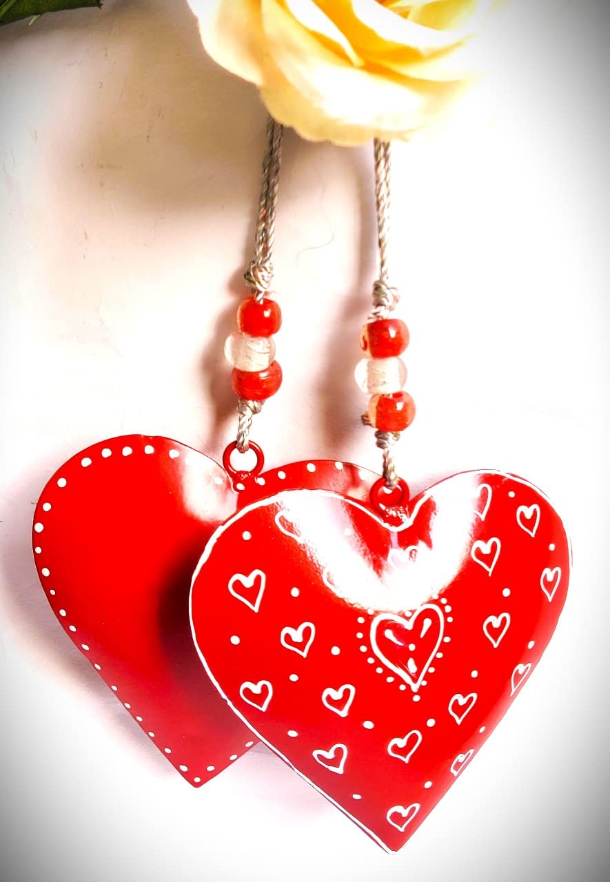 Hanging 2 Heart Size: 5"- Heart for Valentine Christmas Tree Hangings Ornaments for Home Decoration