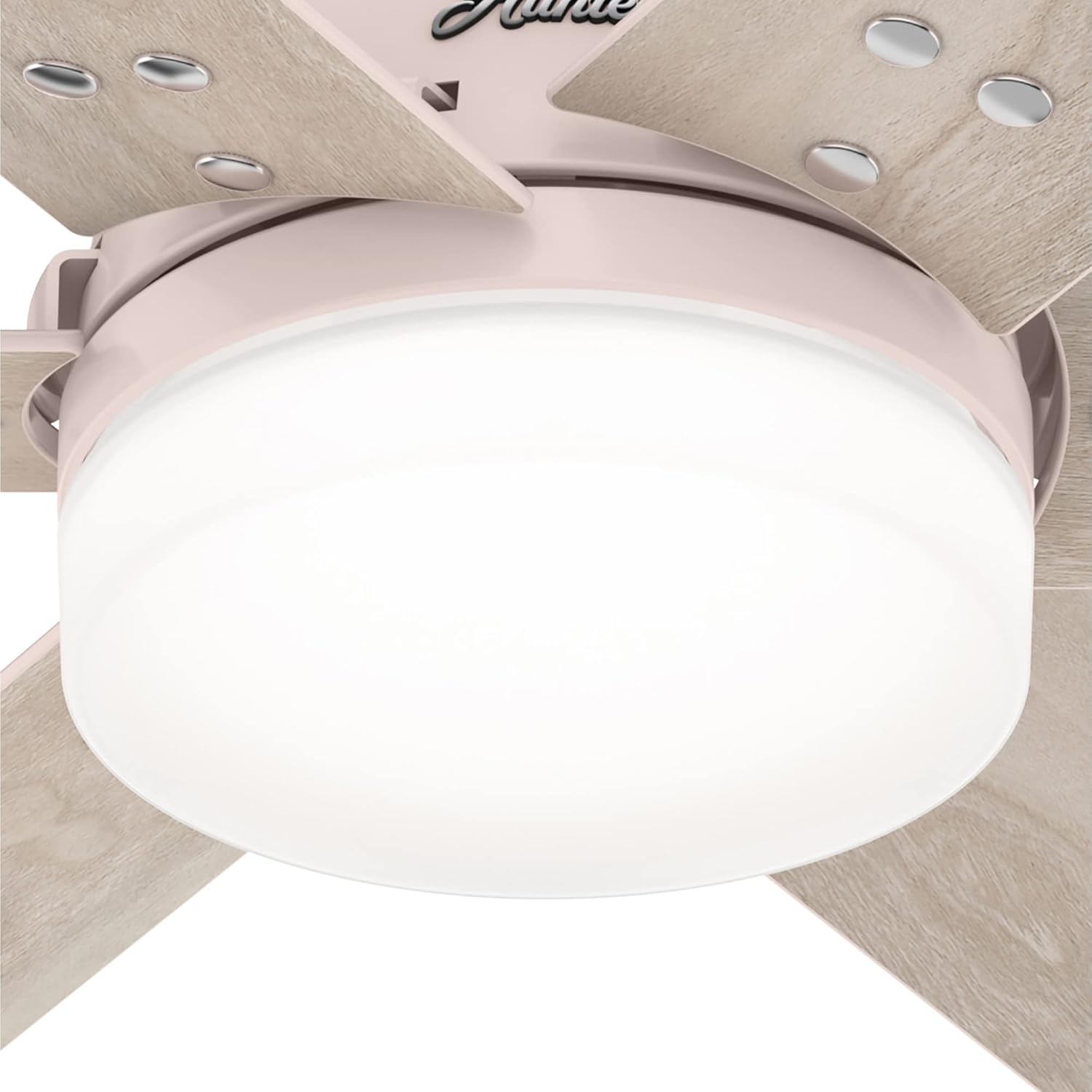 Hunter 44 inch Indoor Ceiling Fan with LED Light and Remote Control - Standard Mount Ceiling Fan, 6 Blades, For Bedroom, Living Room, or Kitchen, Quiet - Pacer 51207, Blush Pink