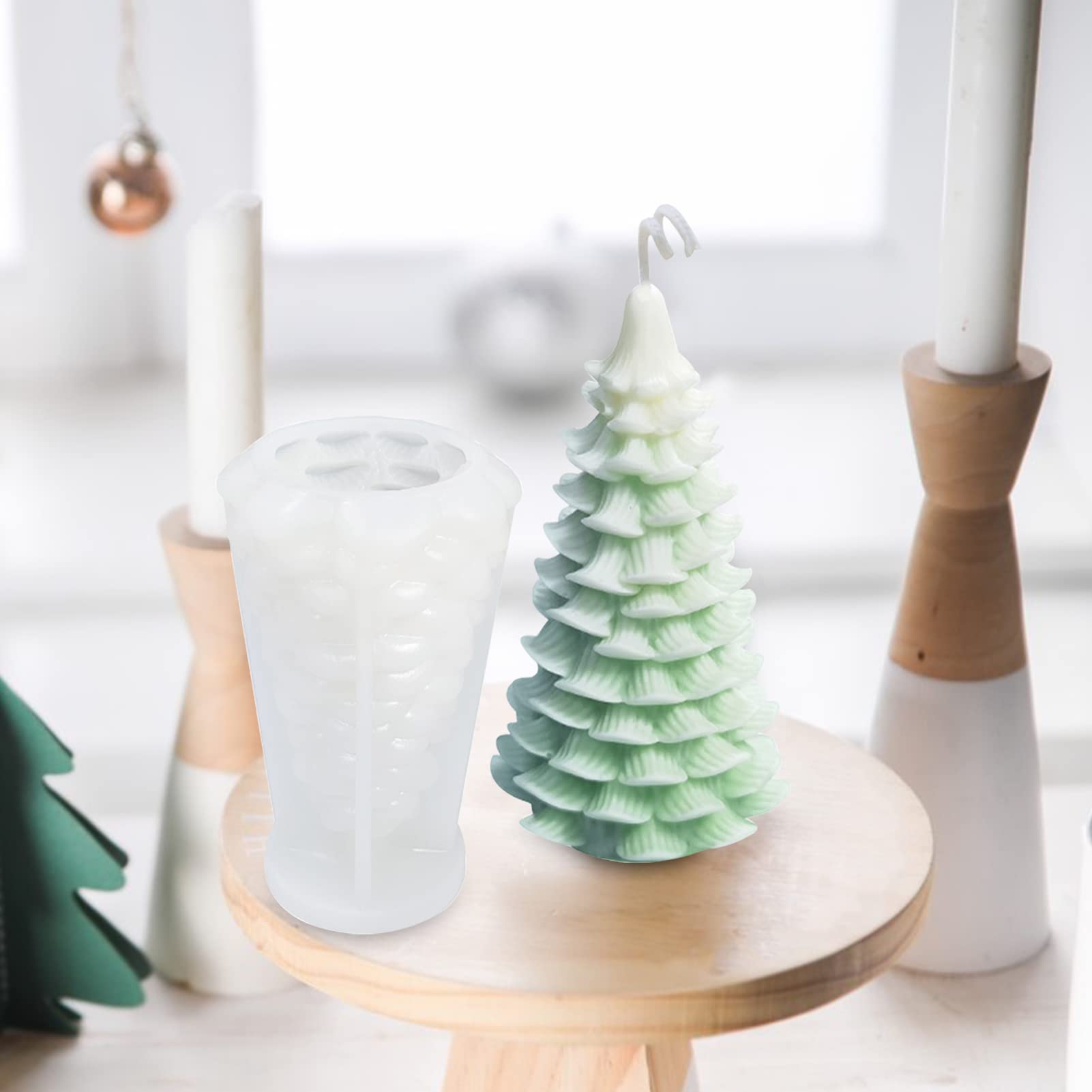LXJLXD Stampi in silicone, a forma di albero di Natale, per realizzare candele, sapone, fondente, decorazioni in silicone, cioccolatini, decorazioni artigianali in gesso (albero di Natale in casa