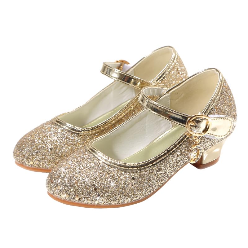Eleasica Fille Chaussures de Princesse Princesse Elsasica Anna Cendrillon Paillettes Déguisement Talon Haut Doux Halloween Noël Anniversaire Fête Carnaval...