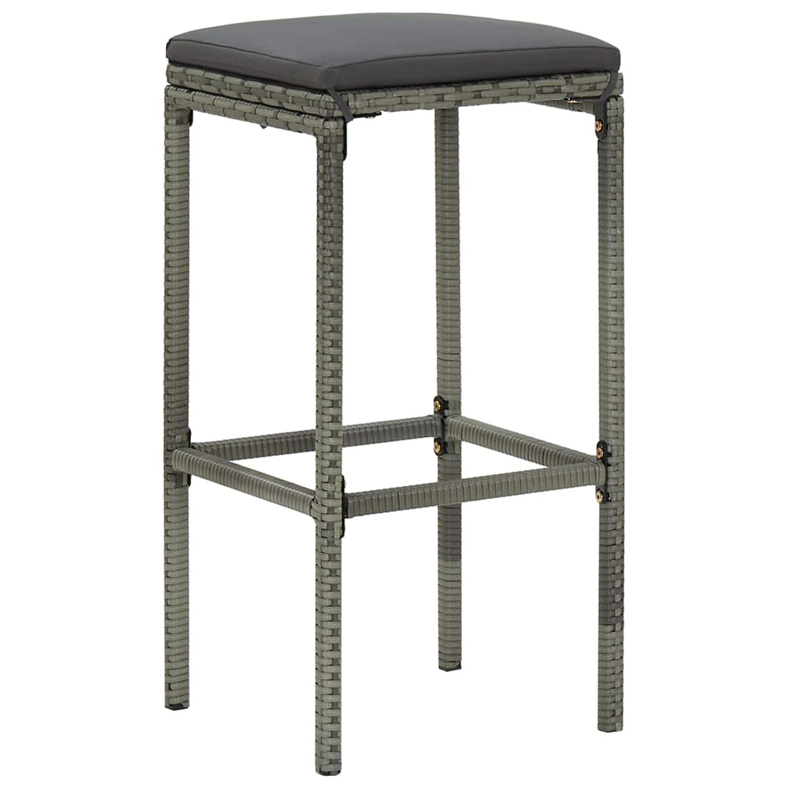 Ensemble de Bar Ensemble de Bar de Jardin Salon de Jardin Exterieur Salon Jardin Ensemble de Bar de Jardin 5 pcs et Coussins Résine tressée Gris Co