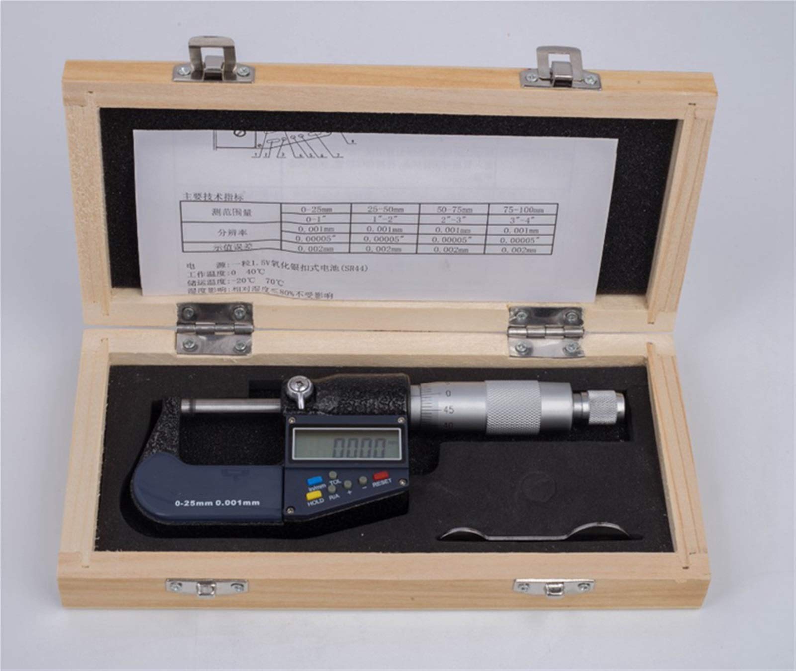 Calibre Digital 0.001mm Micrómetro Exterior 0-25mm Micrómetro Digital Calibrador Medidor Micrómetro Micrómetro Mida Herramientas Pie de Rey Digital