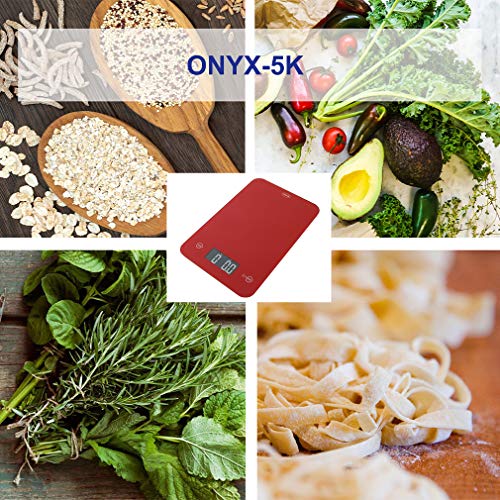 American Weigh Scale Onyx Series Digital Multifunction Kitchen Weight Scale, Red, 11Lbs X 0.1Oz (Onyx-5K-Rd) #TOP5