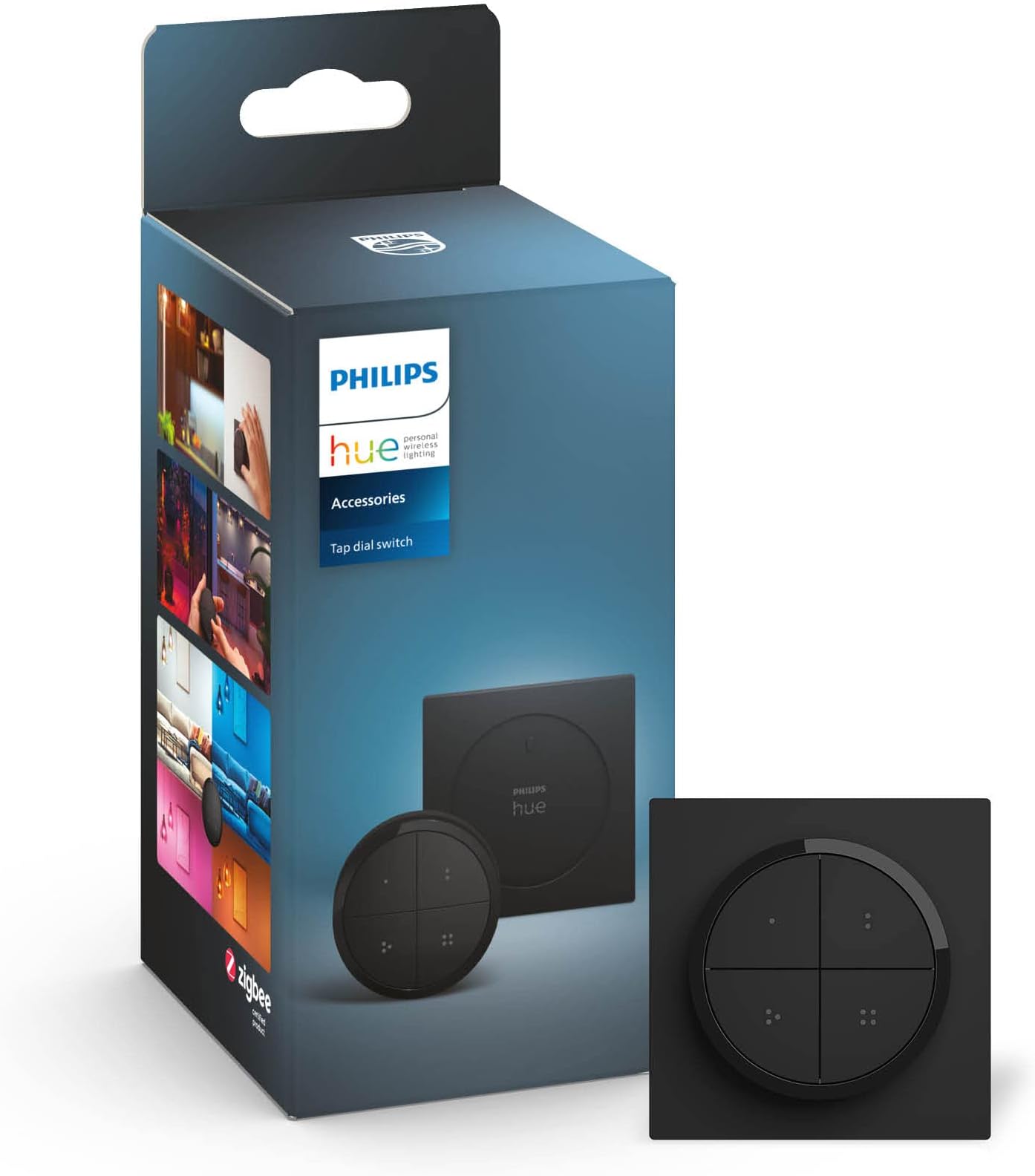 Tap Dial Switch [Black] Easy Smart Lighting Control. Indoor Home Lighting Automation, Set Scenes, Ambiance and Dimming.