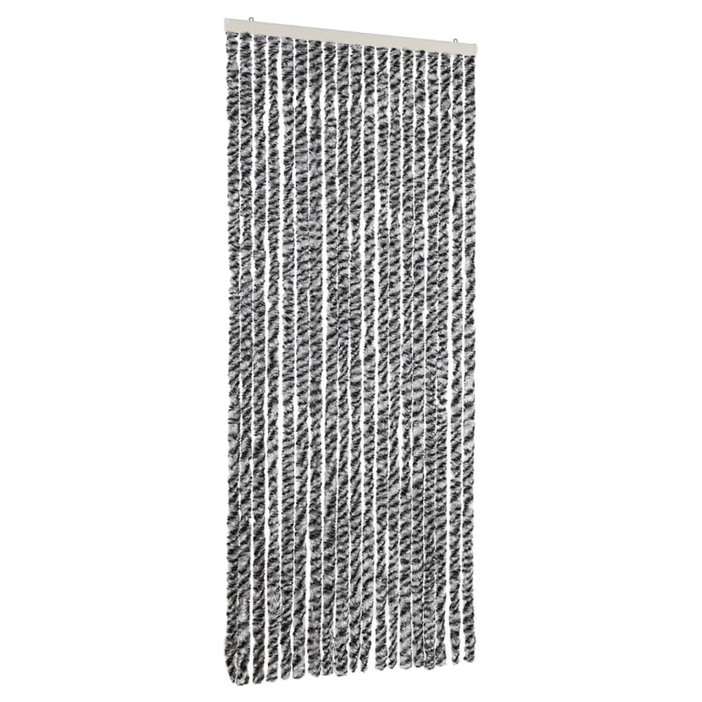 vidaXL Fly Curtain, Fly Screen for Window Living Room Doorways, Door Curtain for Decorations, Fly Blind, Grey and Black and White 56x200 cm Chenille
