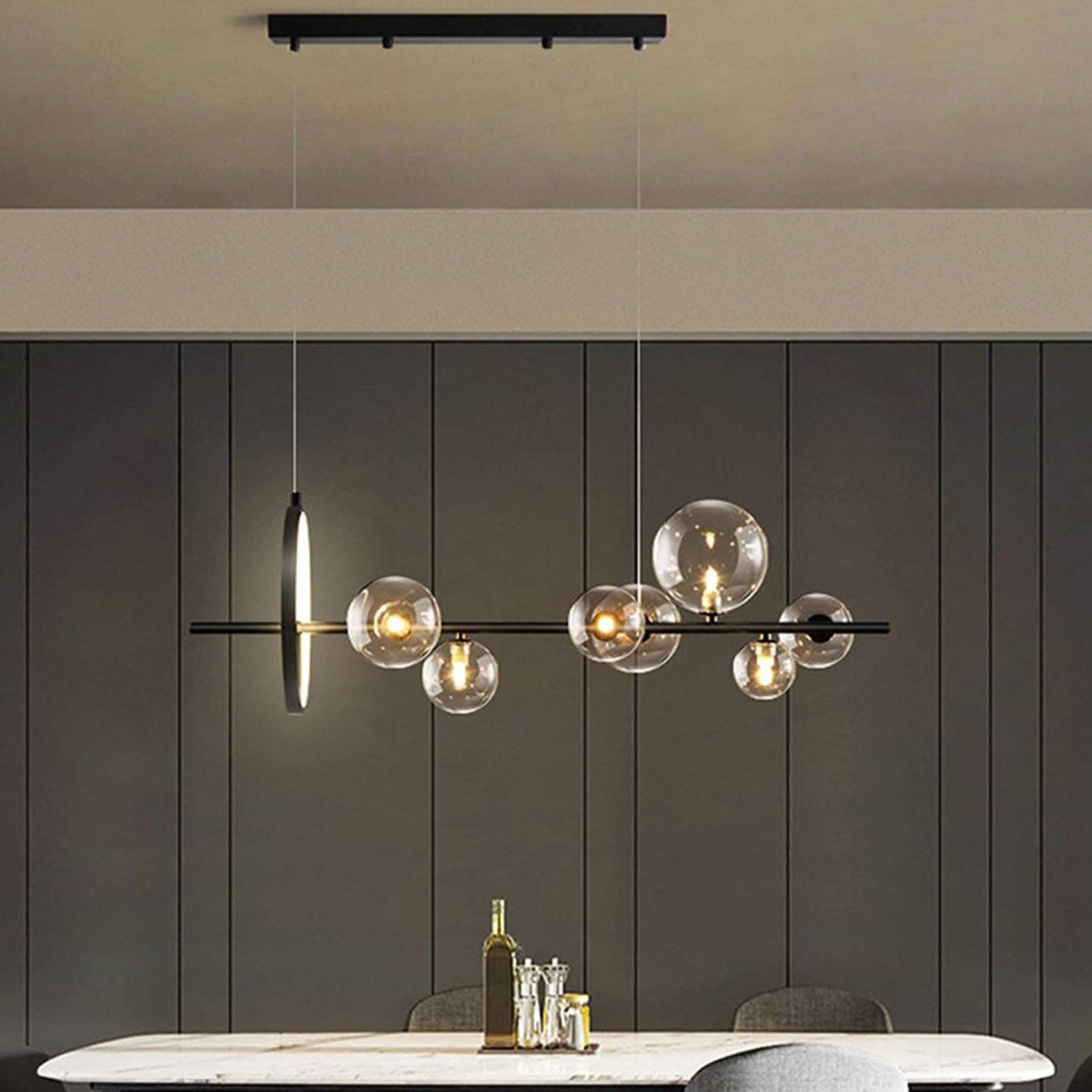 Luminaire suspendu moderne et ampoule LED G9 en verre à hauteur réglable salon