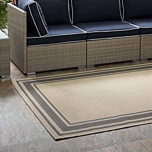 Modway Rim Solid Border 5X8 Indoor And Outdoor In Gray And Beige #TOP6
