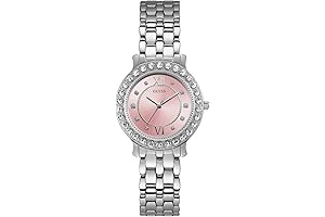 Guess Women's U1062L2 Stainless Steel + Pink Crystal Bracelet Watch