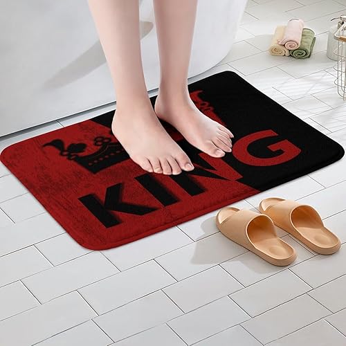 Miniatura 9 de Erosebridal Alfombras de baño para parejas, color rojo y negro, 20 x 32 pulgadas, Queen of Everything King of What Left Bath Mat Regalos de boda