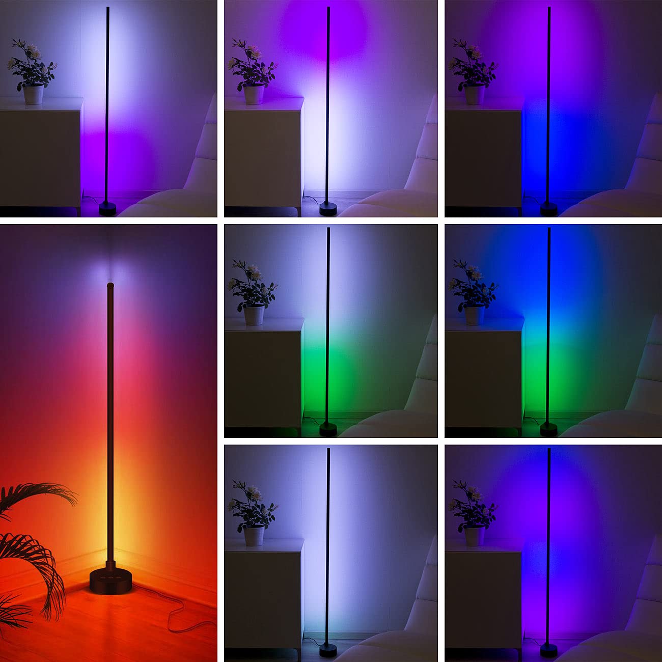 Luminea Home Control WiFi-LED-Lampe Alexa: WLAN-Steh-/Eck-Leuchte mit RGB-CCT-IC-LEDs, Versandrückläufer (Smart Life Lampe, Eckleuchten innen, Disco)
