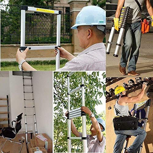 Telescoping Ladder 3.2M 10ft Aluminum Telescopic Extension Multi Purpose Ladder (330 pound/150 kg ,EN131) for Clean Decorate Party Replace The Bulb