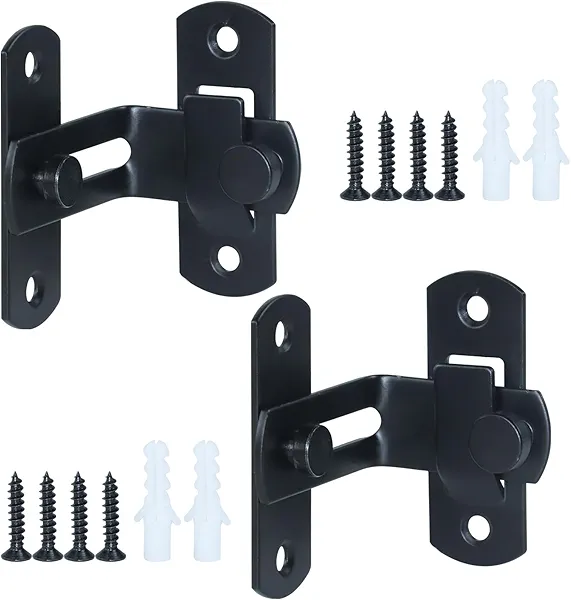 NICHEFLAG 2 Pack 90 Degree Flip Sliding Barn Door Lock Latch for Privacy - Safe latches, Shed Door Latch for Outdoor Fence, Barn Door, Wooden Fence, Outdoor Fence, Cabinet, Shed, Sliding Doors