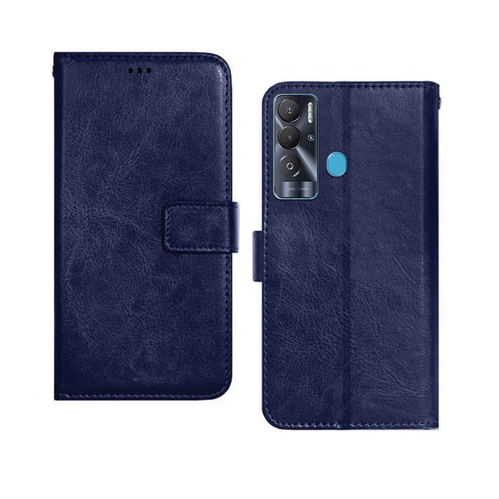 Pinaaki Enterprises Tecno Pova Neo Flip Case | Premium Leather Finish Flip Cover | with Card Pockets | Wallet Stand |Complete Protection Flip Cover for Tecno Pova Neo - Blue