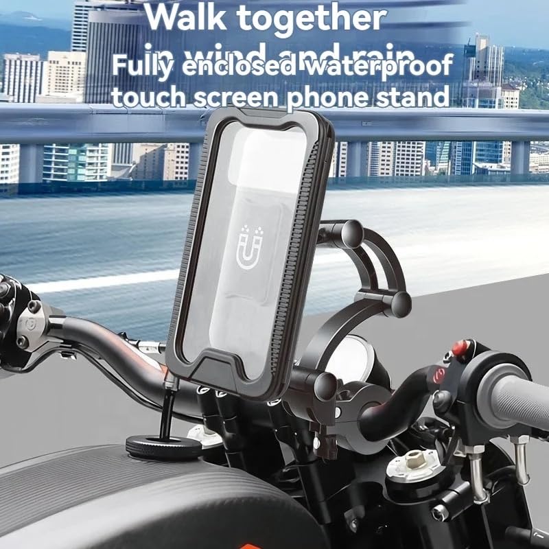 Image of FKU 2025 Bike Rider Waterproof Cell Phone Holder 360 Rotation Motorcycle Phone Case Bicycle Handlebar (Waterproof Bike Rider Mobile Holder)