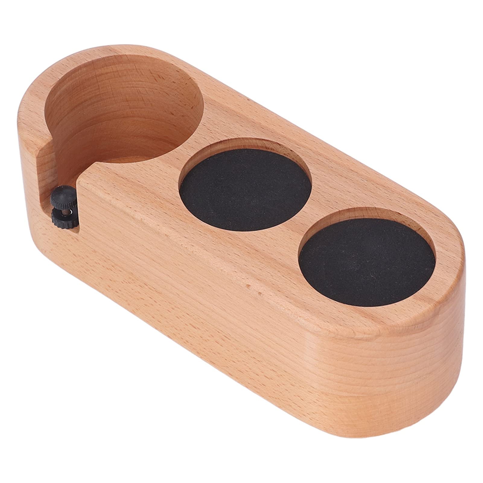 Soporte para prensa de café, estación de prensa de café de madera con 3 orificios para prensas de 58 mm y portafiltros, base antideslizante de haya para la configuración de barra