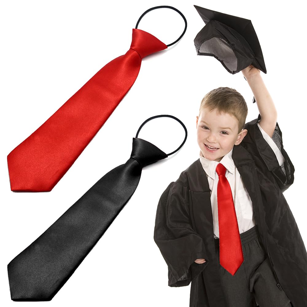 2 Piezas Corbatas Pequeñas Para Niños, Corbata Pre-Atada para Niño Corbatas De Rendimiento Escolar Elásticas Para Niños Y Niñas Uniformes De Color Sólido para Graduación de Boda Mostra