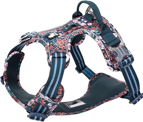 Arnés reflectante sin tirones para perro, con asa y clip frontal, arnés acolchado de neopreno para cachorros, perros pequeños, medianos y grandes, 3