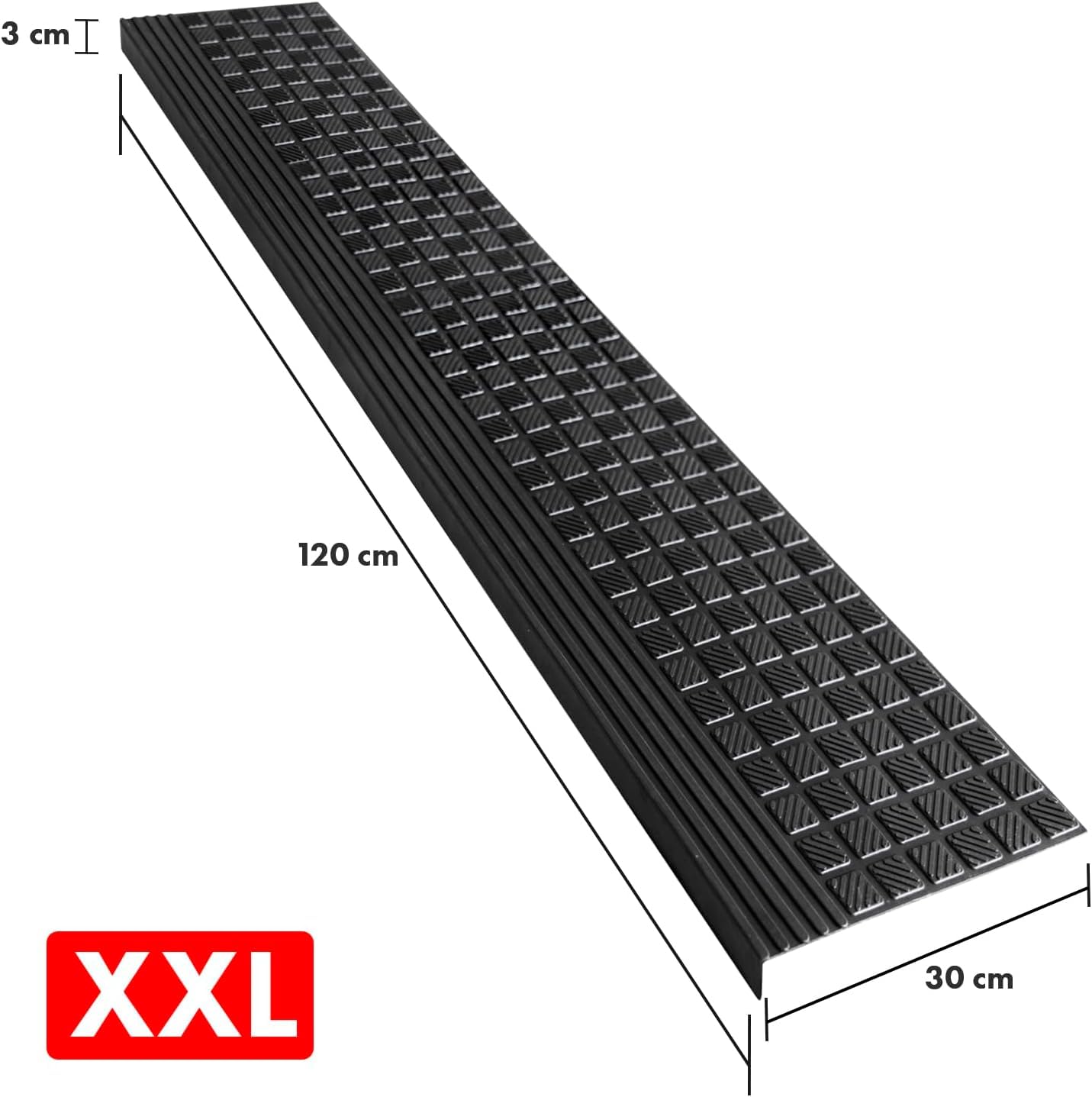 KARAT Tappetini per scale in gomma Diamond per esterni, gradini autoadesivi antiscivolo e resistenti alle intemperie UV, protezione per scale anti-inciampo (30 x 120 cm, 10 pezzi)