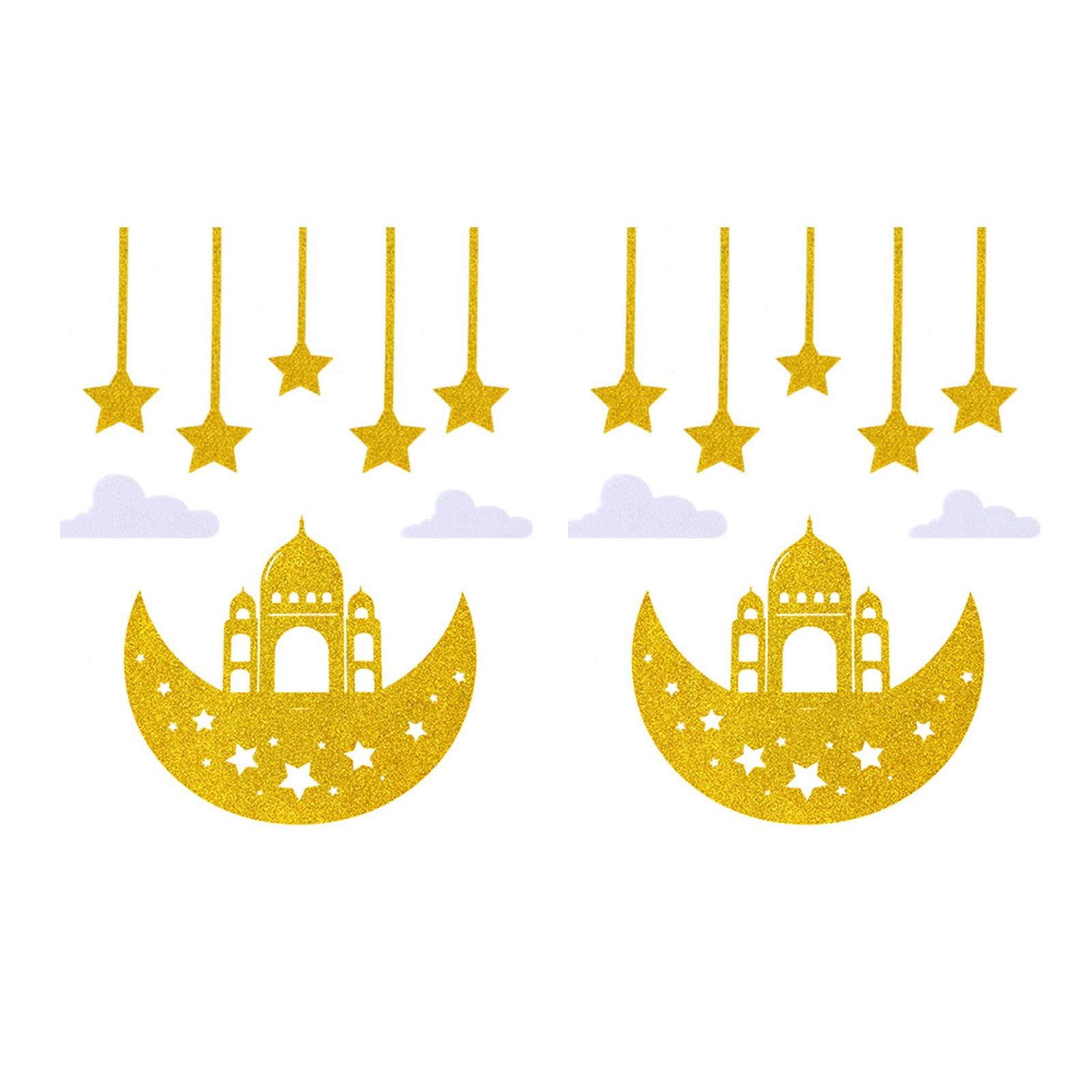 Tsophreniq Festival Middle Eastern Door Sticker Glittering Nonwoven Fabric Window Sticker Door Decoration for Festival Celebration Decoration