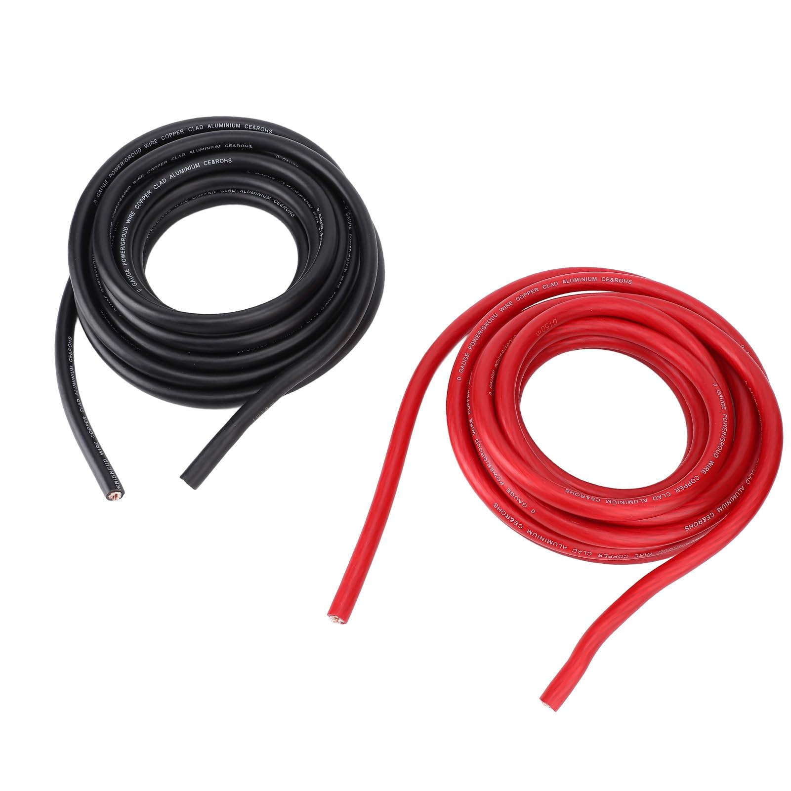 Generic Cable de Tierra 1/0AWG Cable Flexible Rojo Negro de 20 Pies para Sistemas de Audio de Automóvil con Material de Cobre y Rendimiento de Sonido Mejorado