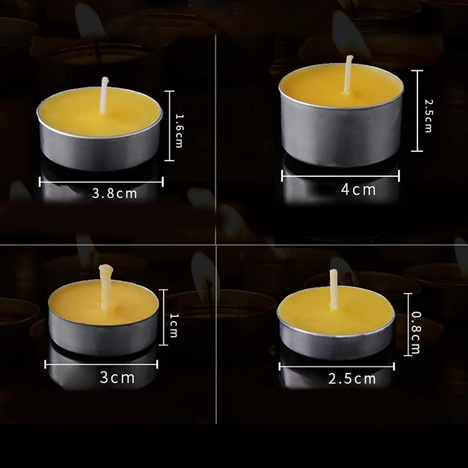 Świece buddyjskie dekoracje bezzapachowe lampy masło Ghee, medytacja, podgrzewacze, na ołtarze kościelne, ceremonie, wesela Diwali (4 godziny, 100 szt. żółte)
