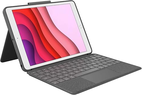 Logitech Combo Touch para iPad (7, 8 9 generación) Funda de teclado con trackpad, soporte de soporte, teclado inalámbrico, tecnología de conector