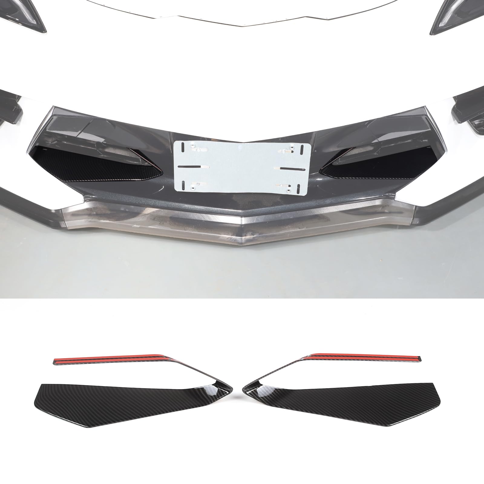 Front Intake Grill Trim Frame Compatible with Chevrolet Corvette C8 2020-2024, ABS Front Bumper Air Inlet Vent Grille Cover Trim Accessories, 2PCS (Carbon Fiber Pattern)