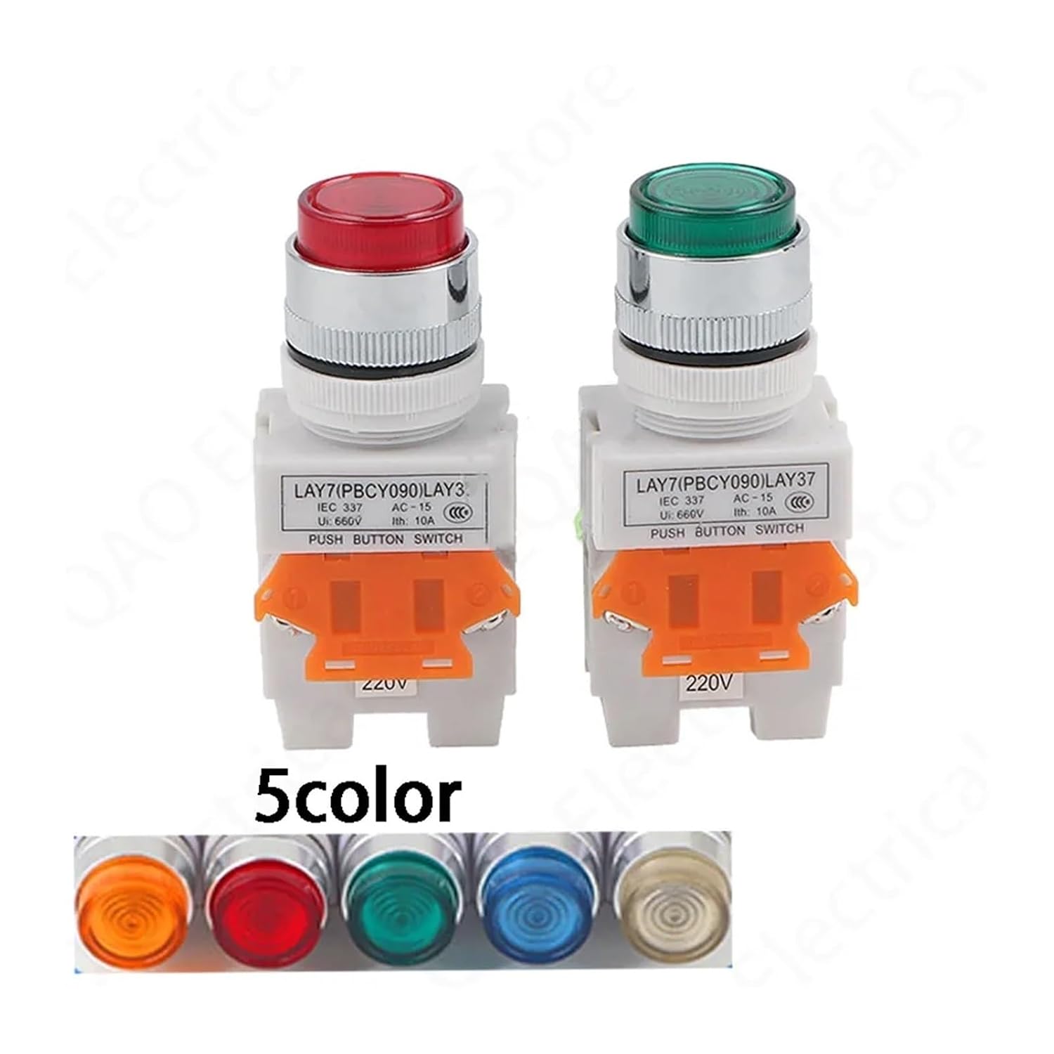 1pcs P90 instantaneous Head Power Switch LAY37 Button Switch with LED Light self-Locking LAY37-11DN (PBCY090) LAY37(Yellow,Self Reset,12V)