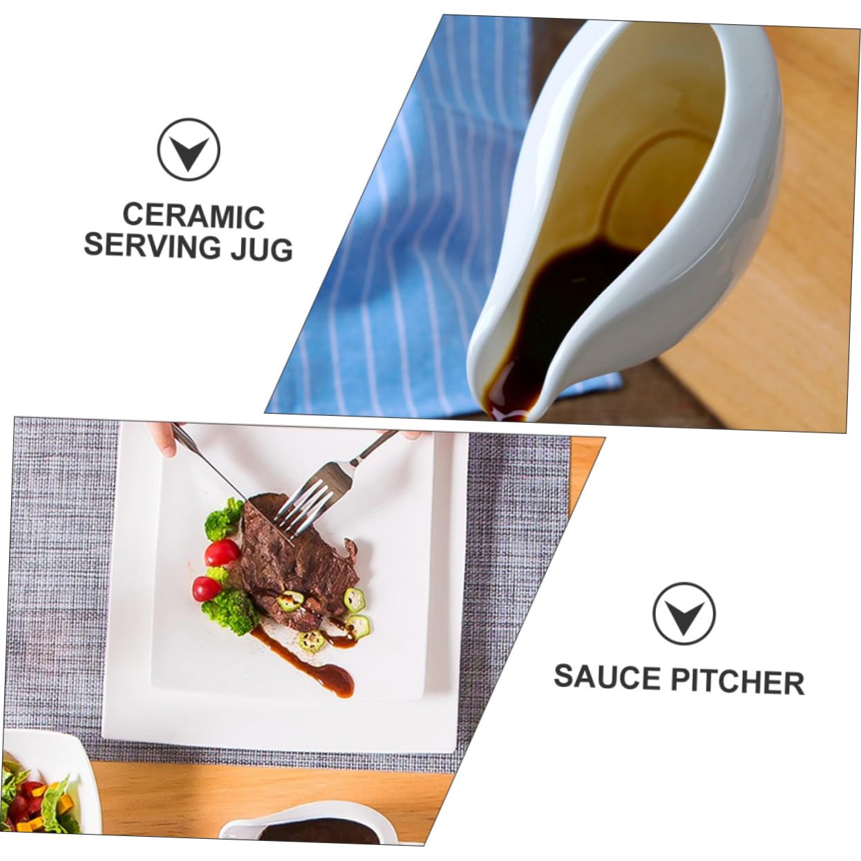 BRIGHTFUFU 1pc Ceramic Sauce Jug for Gravy Tomato Sauce and Dressings Premium Kitchen Serving Container Ergonomic Design for Dining Table Decor Functional Kitchen Supplies