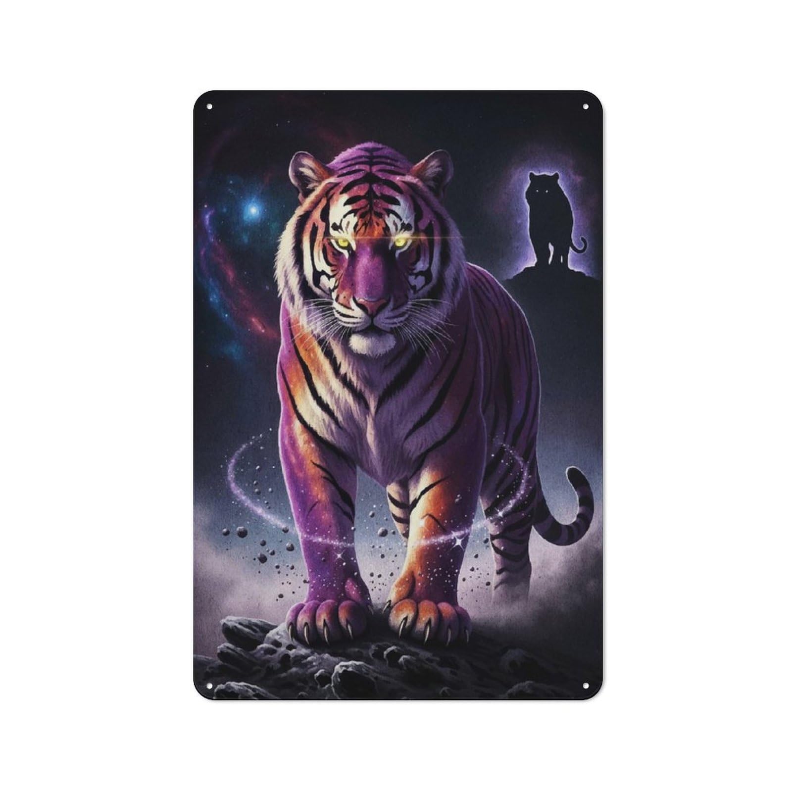 Junmoney Cosmic Tiger Stance Vintage Tin Sign 30X20cm Featuring For Bar Or Restaurant, A Decorative Christmas Gift For Bar Decor Enthusiasts
