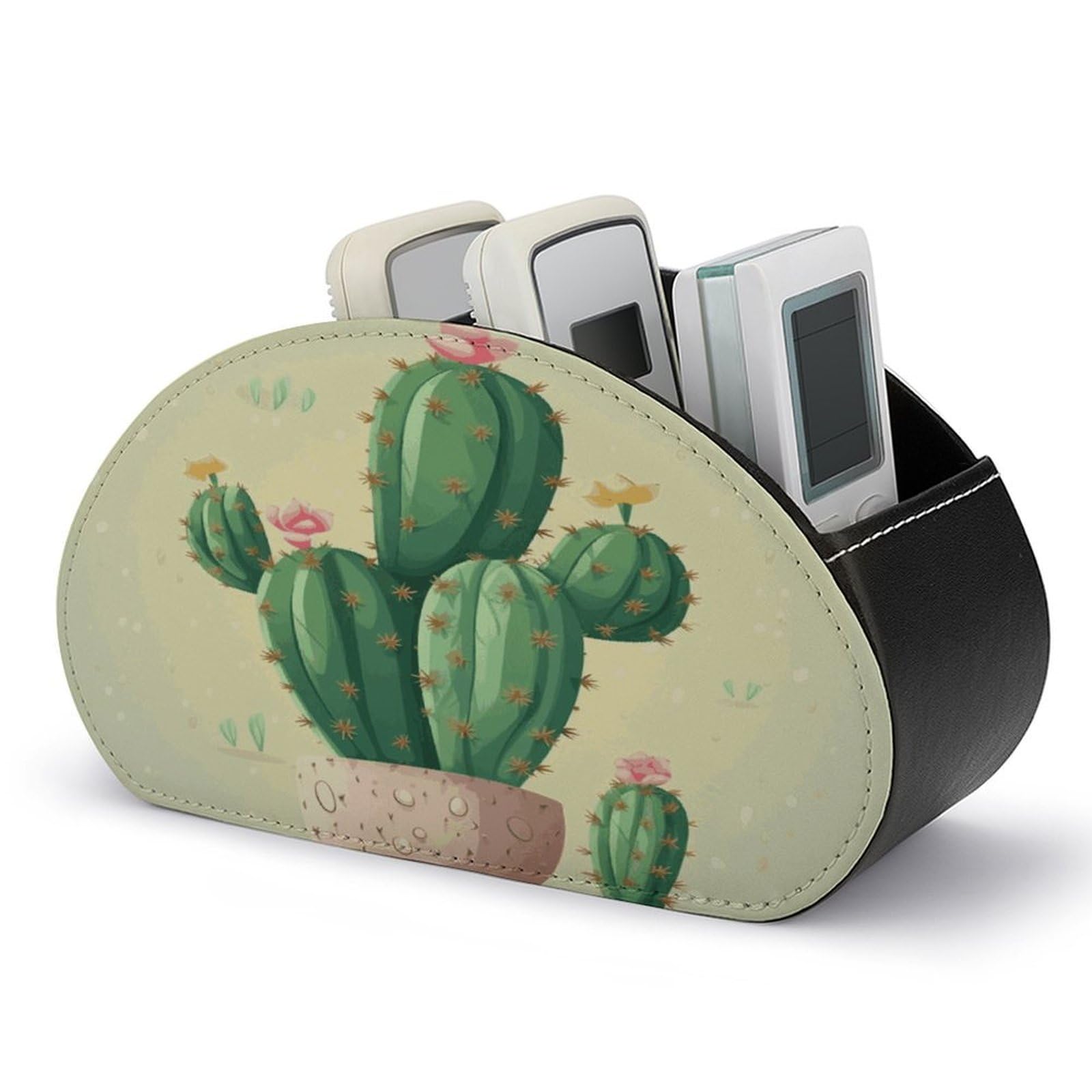 Btcowzrv Style Cute Cactus Remote Control Holder With 5 Compartments