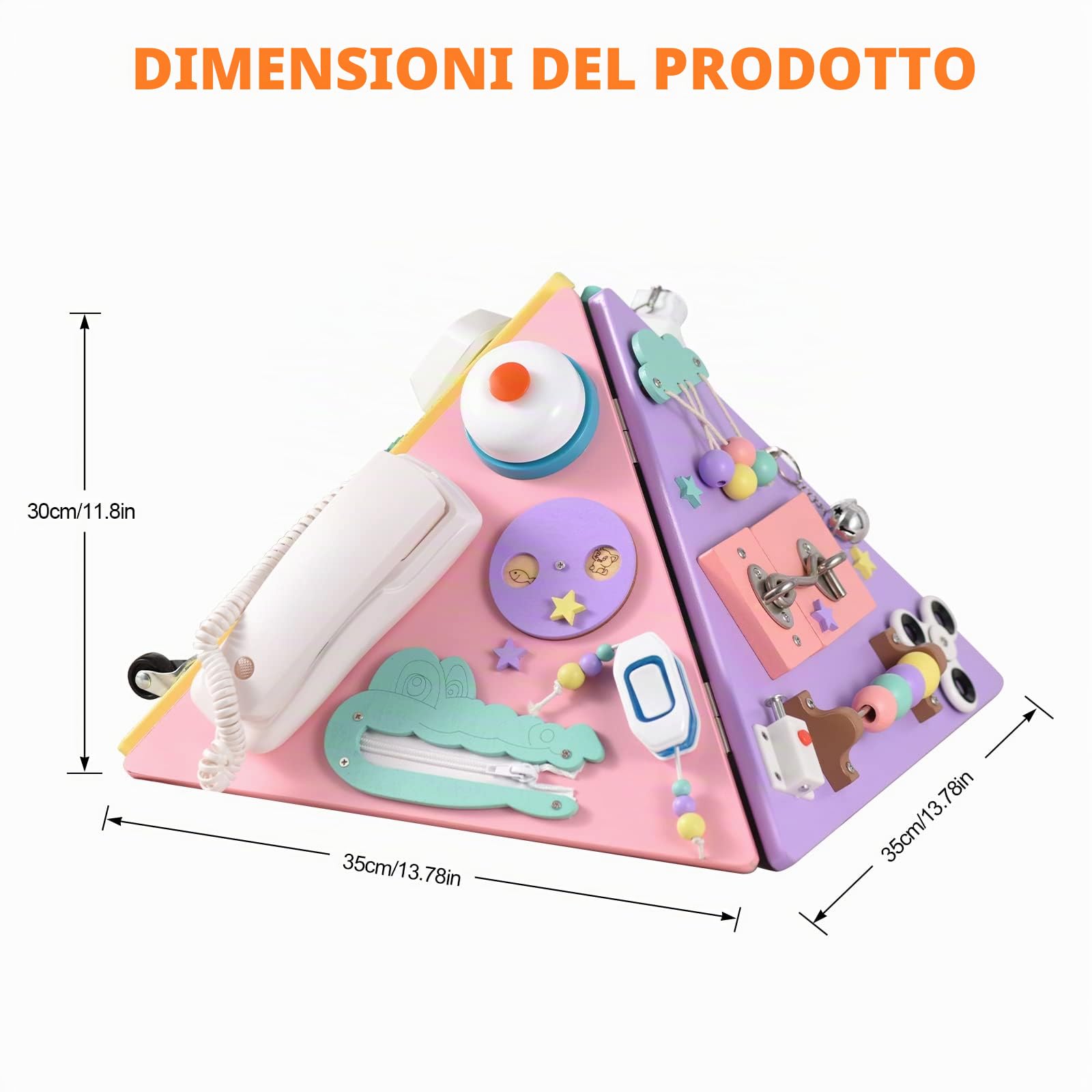 Busy Board Montessori, Tavola Montessori per Bambini di 1 2 3 Anni, Pannello Sensoriale in Legno Giocattolo Montessori per Sviluppo Abilità motorie Fini