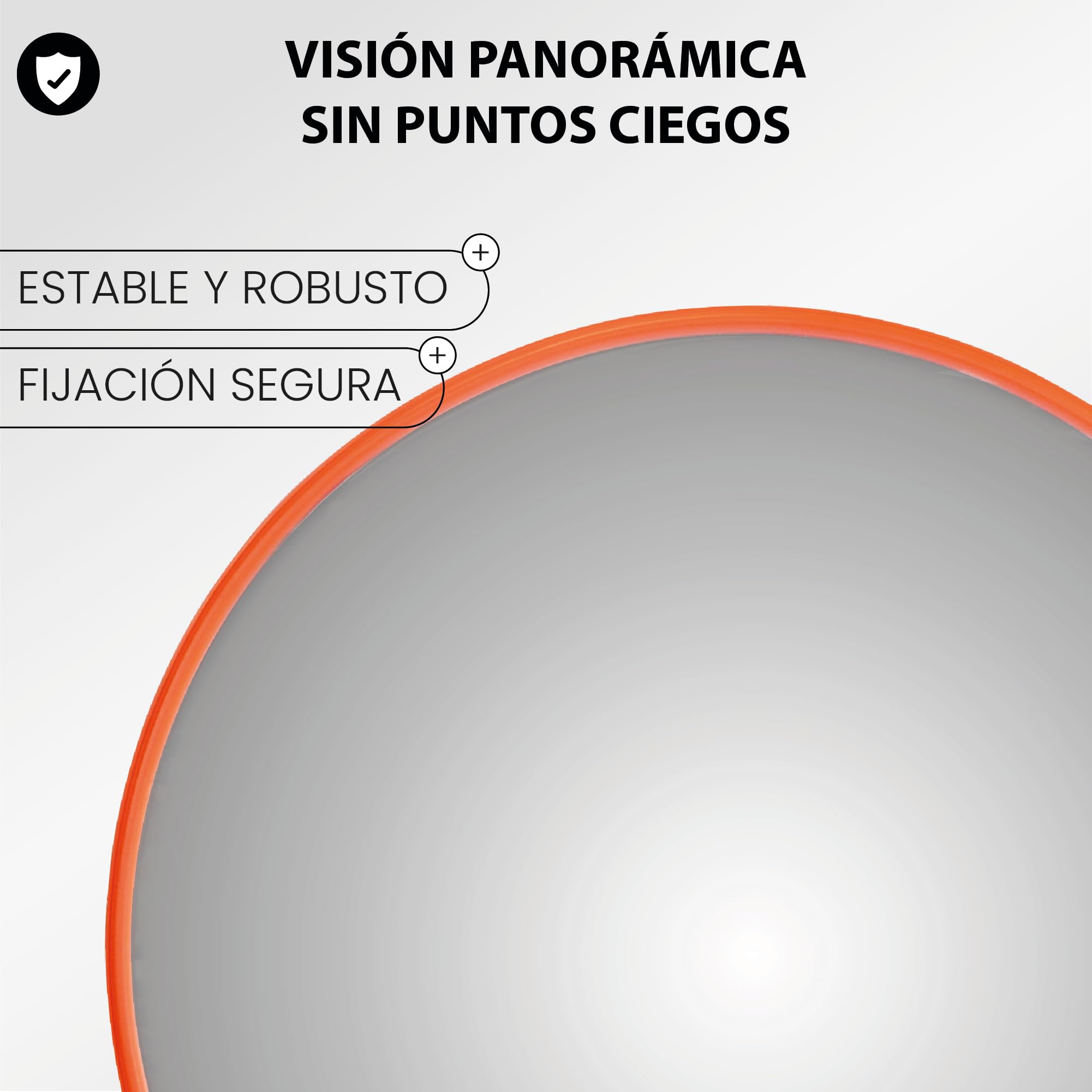 EberSign – Espejo Convexo de Tráfico Ø45 cm | Espejo de Seguridad para Interor con Ángulo de Visión | Resistente a Intemperie e Impactos para Garajes, Calles y Esquinas