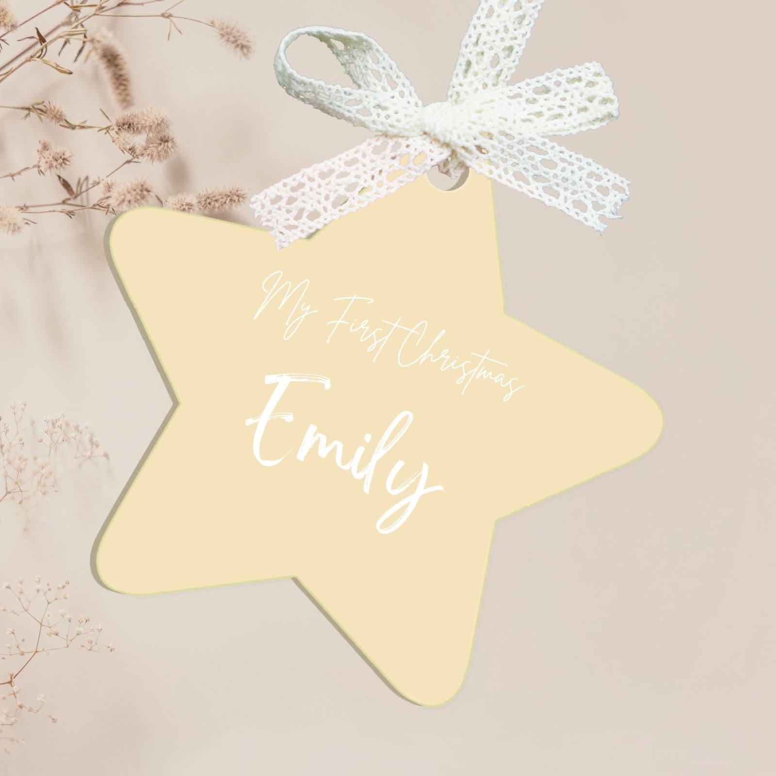 Uniqicon 12Pcs Light Yellow Star For Crafting, Clear Baubles Blanks, Sublimation Sheet Blanks, Flat Ornaments For Crafts, 3mm 1/8 Inch For Stocking Name Tags, Gift Tag, Xmas