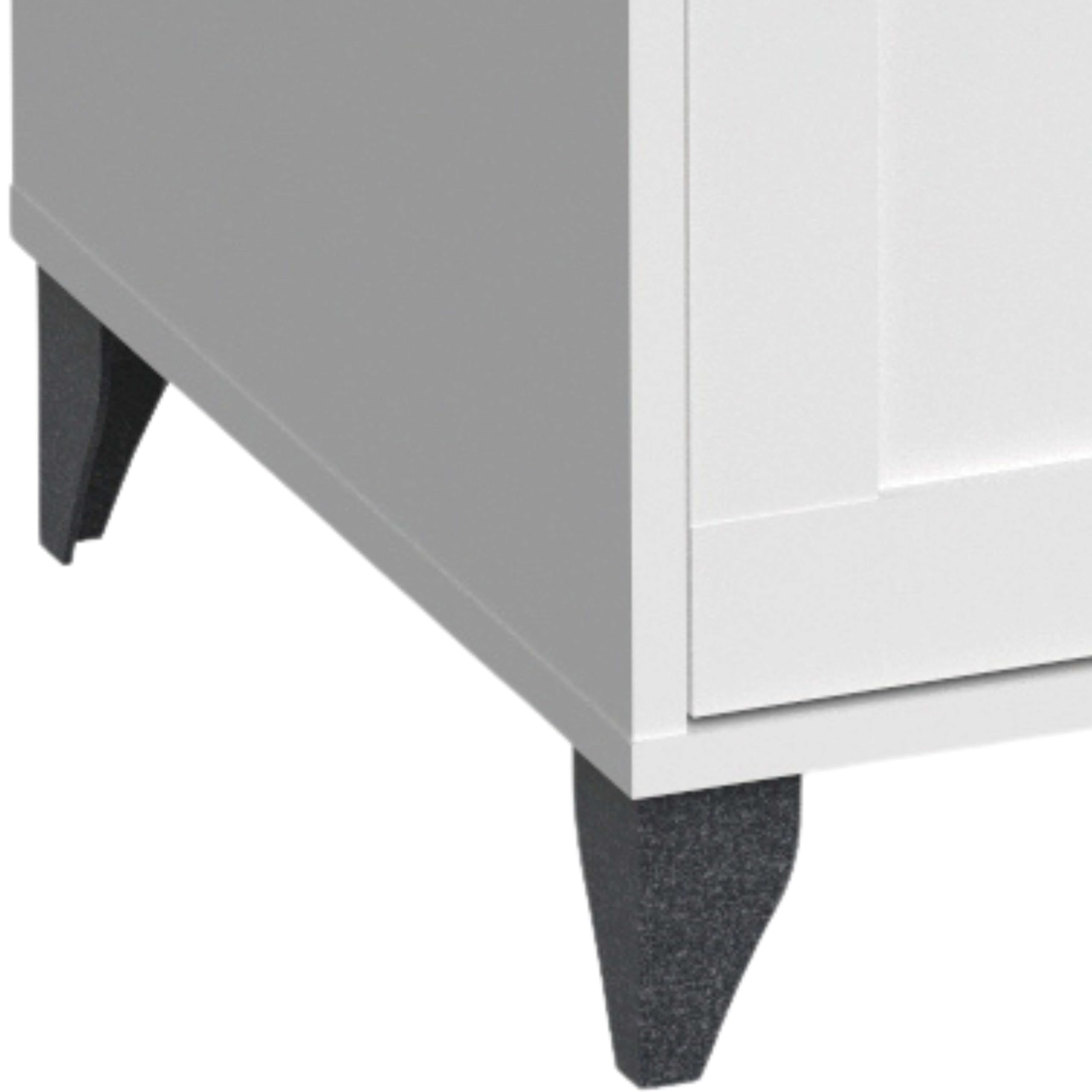 Muebles Pitarch | Mobile da bagno con lavabo in ceramica incluso, 80cm, con piedi, cassetto a chiusura lenta, 2 porte, per lavabo da appoggio, Bianco e Rovere Cambrian, Vintage,