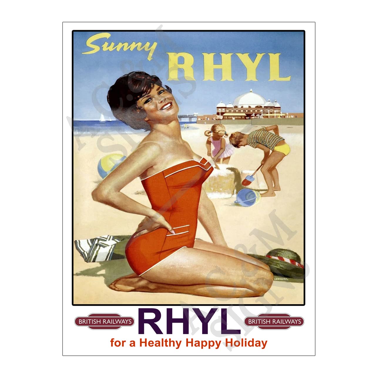 Metal Sign Plaque Poster British Railways Rhyl Holiday Ref12422 10x8in