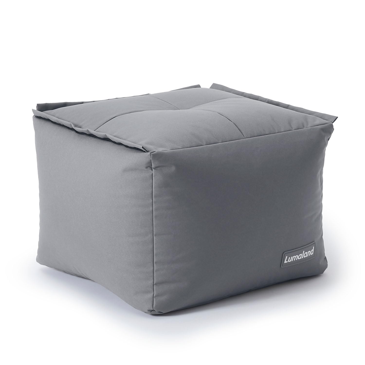 Lumaland Beanbag Lounge Modular | Puf Impermeable | Taburete Ligero y Expandible Individualmente | Juego de Salón para Interior y Exterior | Asiento Lavable para Jardín | 54x54x54 cm [Gris]