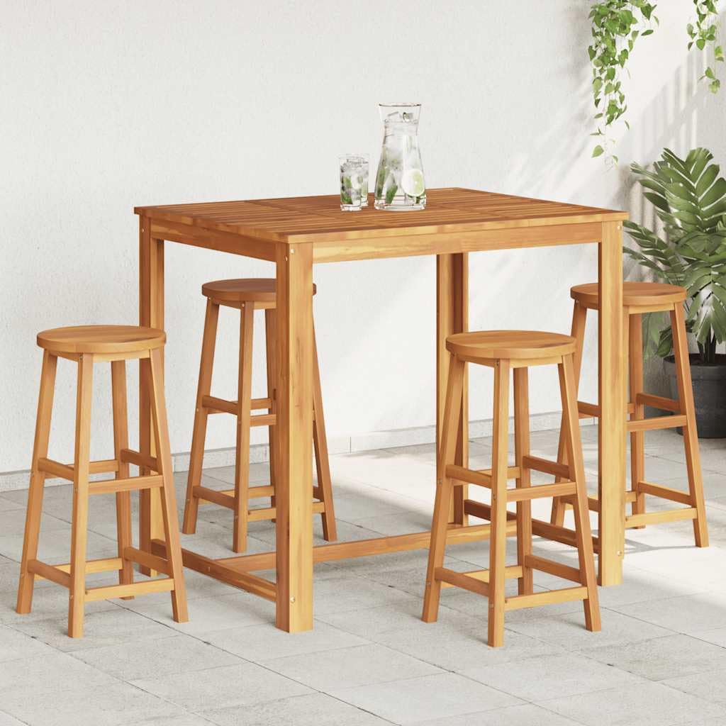 Tabourets de bar en bois massif d'acacia huilé haut de gamme x4