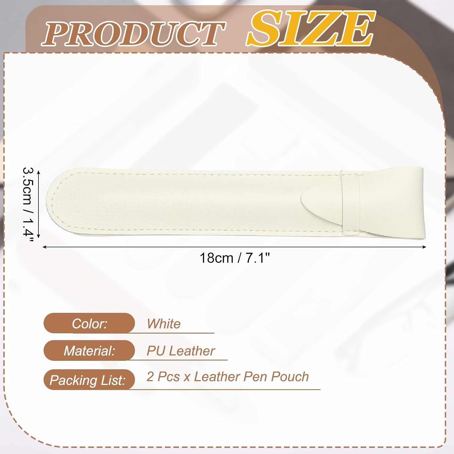 PATIKIL 2Pcs Leather Pen Pouch Sleeve, Leather Fountain Pen Holder Case Protective Cover for Storing Ball Points Pencils Fountain Office Business Gifts, White