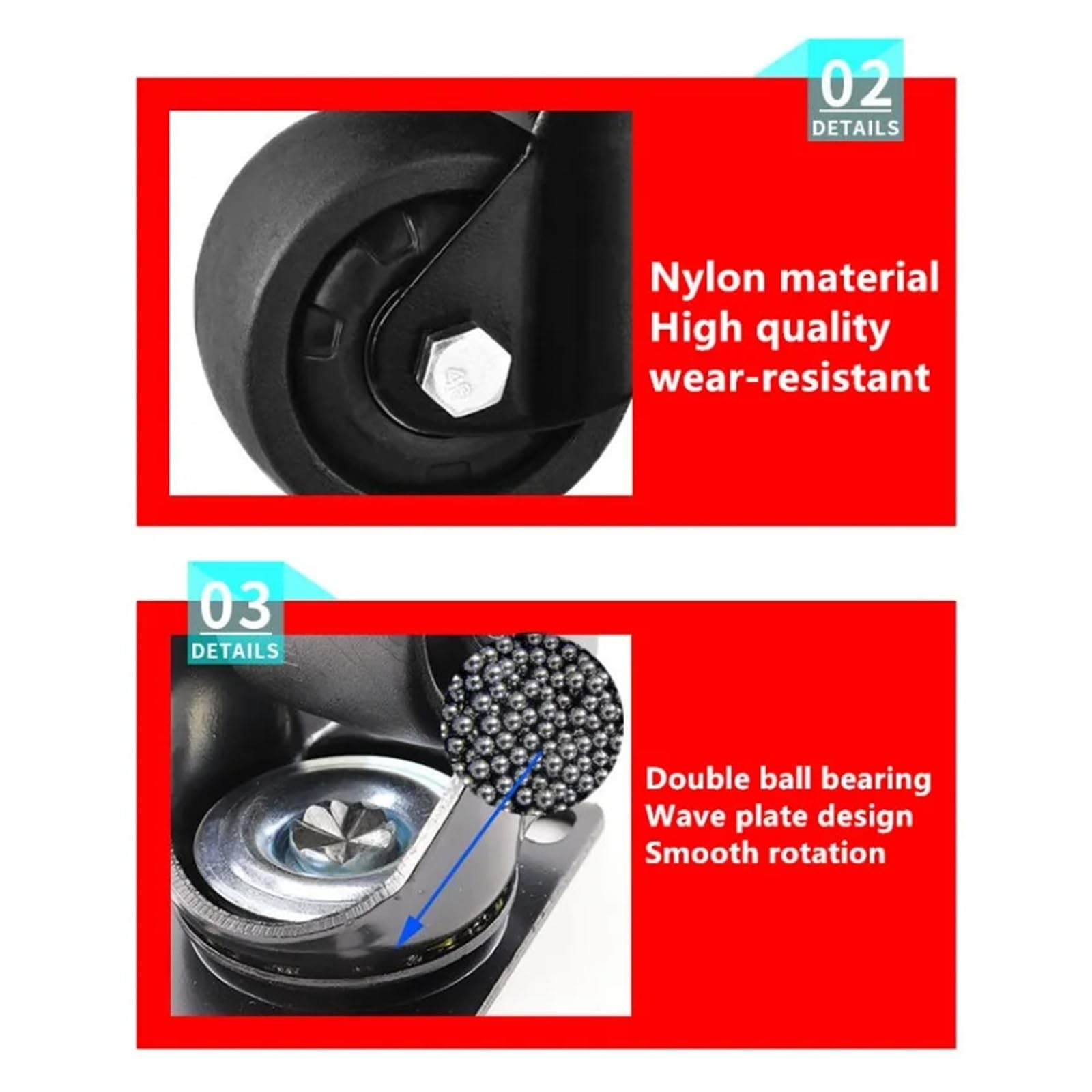 Niski środek ciężkości, wyposażenie mechaniczne, kółka hamulcowe szafy, nylon przemysłowy, 4 szt./partia 2 cale/2,5 cala/3 cale (Brake, 3 cale)